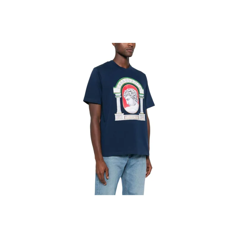 CASABLANCA La Medaille Printed T Shirt 'Navy'-3