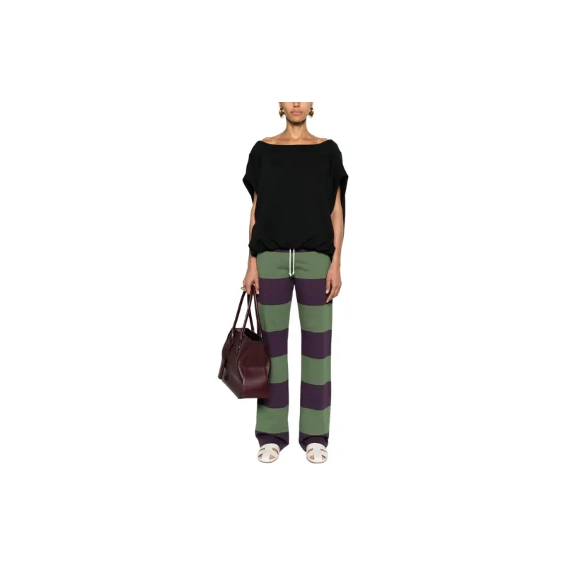 DRIES VAN NOTEN SS24 Knitted Sports Pants Women's Olive Green-1