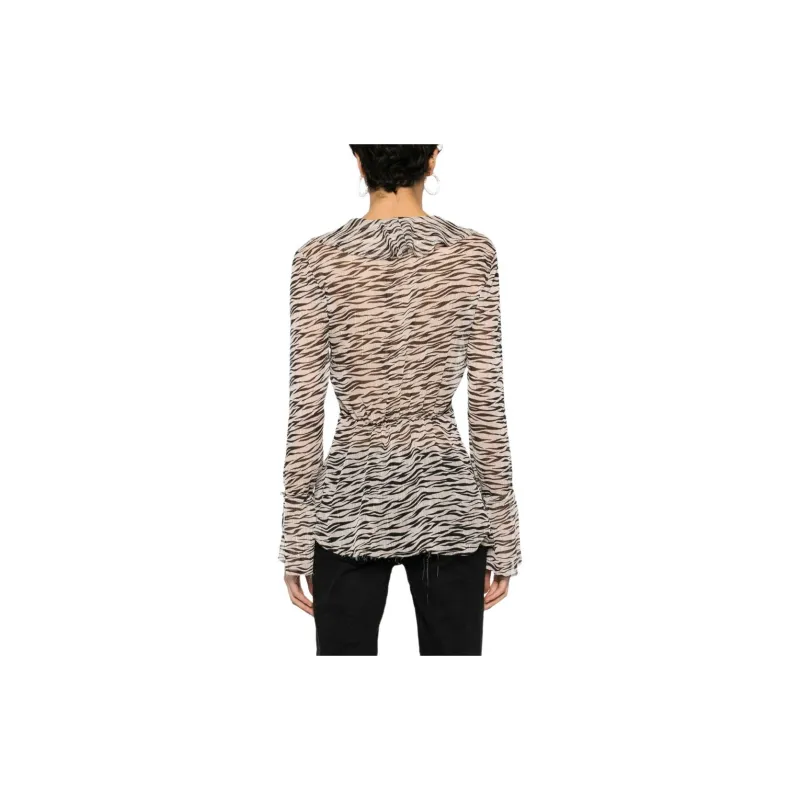 Patrizia Pepe Zebra-print Sheer Blouse-2