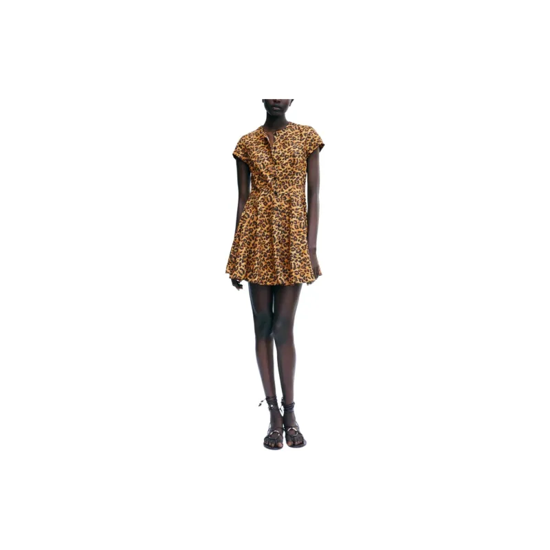 ZARA Short Sleeved Dresses Women's Leopard Print-2