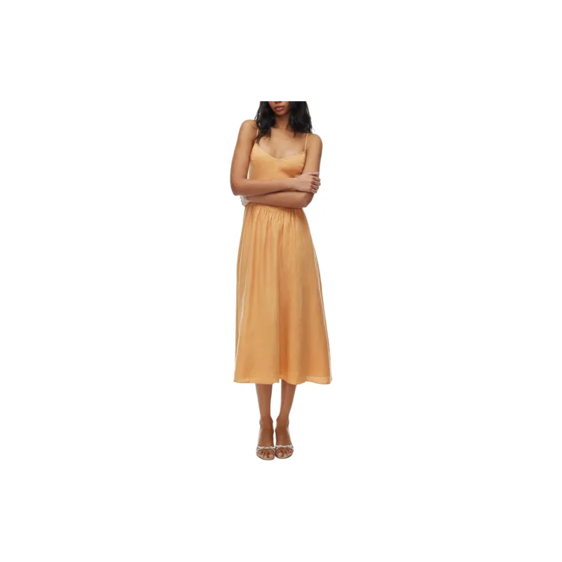 ARITZIA Wilfred Influence Linen Maxi Dress Slip Dresses Women's Soft Apricot Peach/Almond Peach-2
