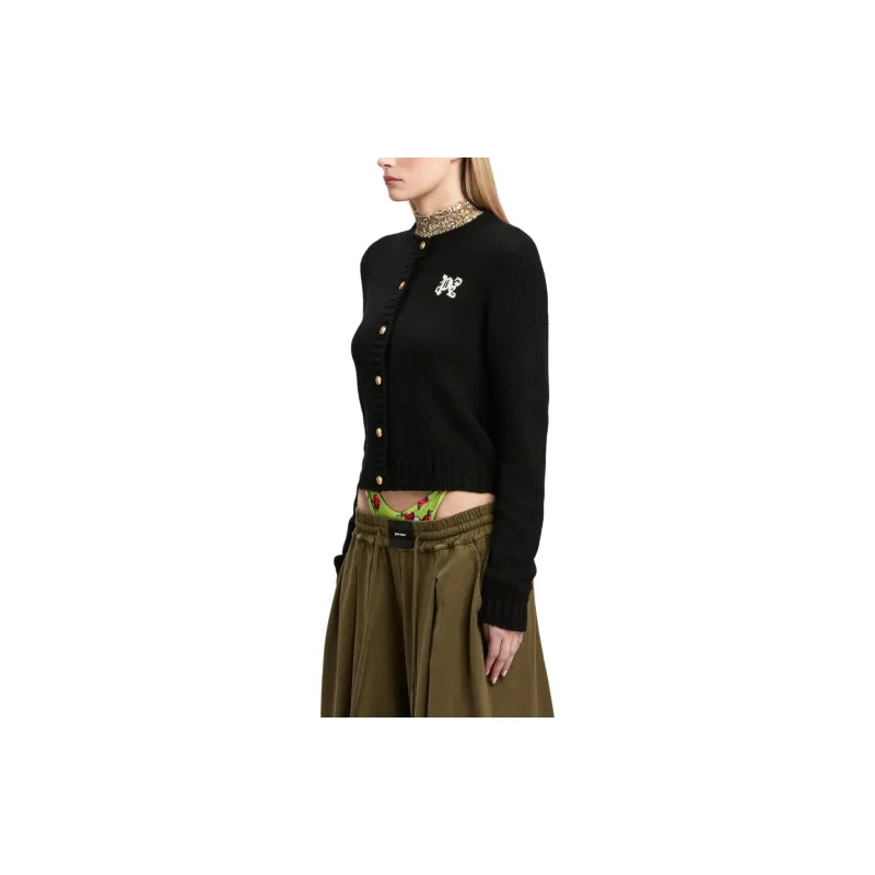 PALM ANGELS Monogram Intarsia Knitted Cardigan-3