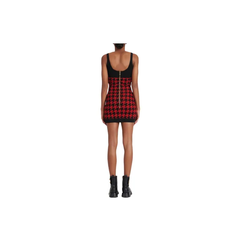 BALMAIN SS22 Sleeveless Dress Women's Red-3