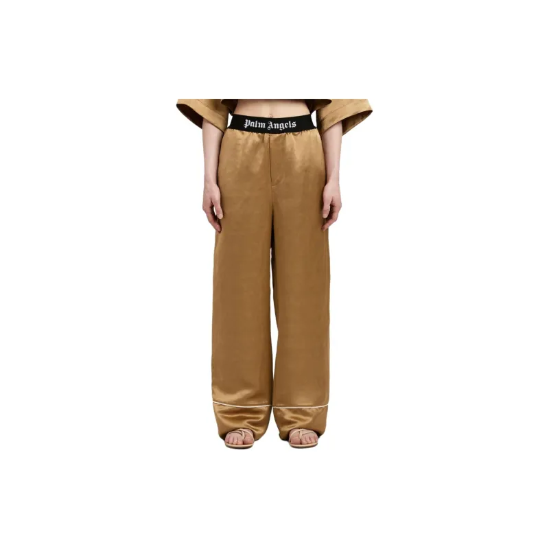 PALM ANGELS Logo tape Satin Pajama Bottoms-2