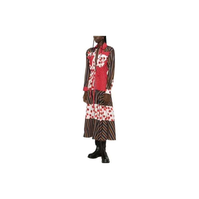 KENZO Patchwork-Detailed Flared Shirt Dress-1