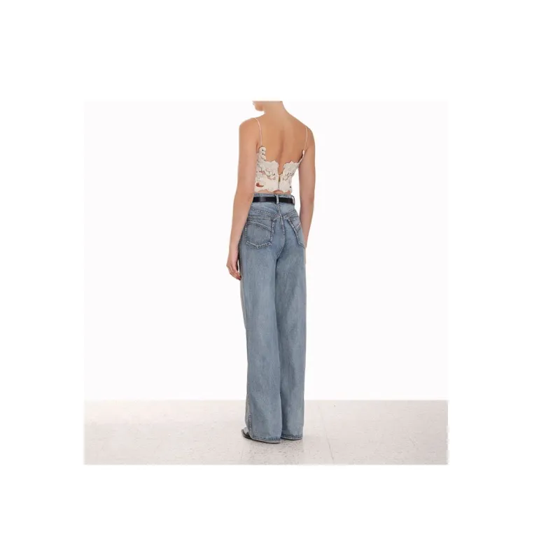 Zimmermann Sensory Embroidered-Velvet Cropped Bustier Top-2