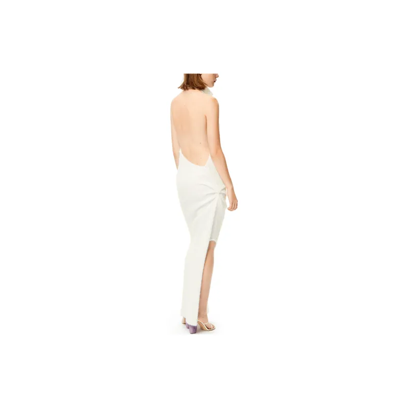 LOEWE Cut Out Knit Dress 'Optic White'-2