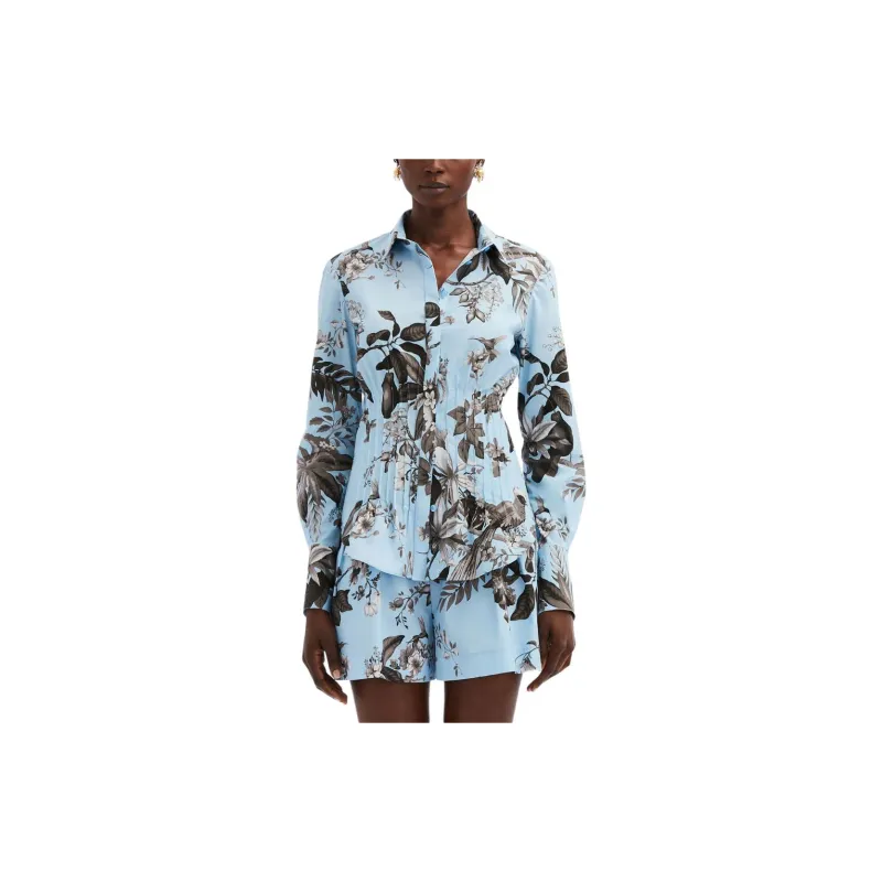 OSCAR DE LA RENTA Floral-print Pleat-detail Shirt-2
