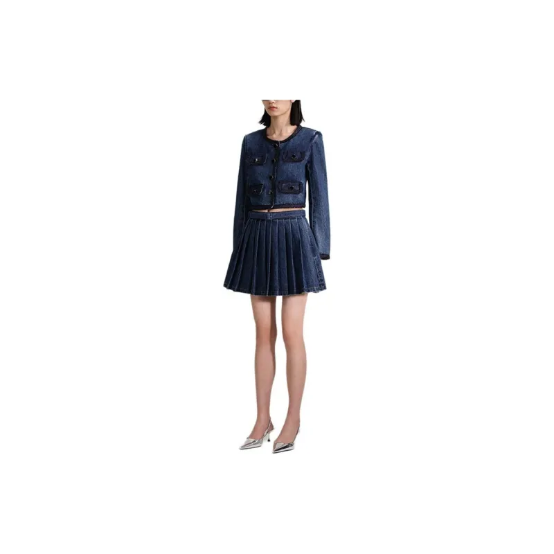 Self portrait Denim Jacket Women's Denim Blue-1
