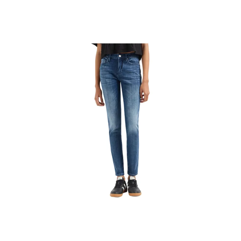 ARMANI EXCHANGE Stonewashed Distressed Tapered Jeans-1