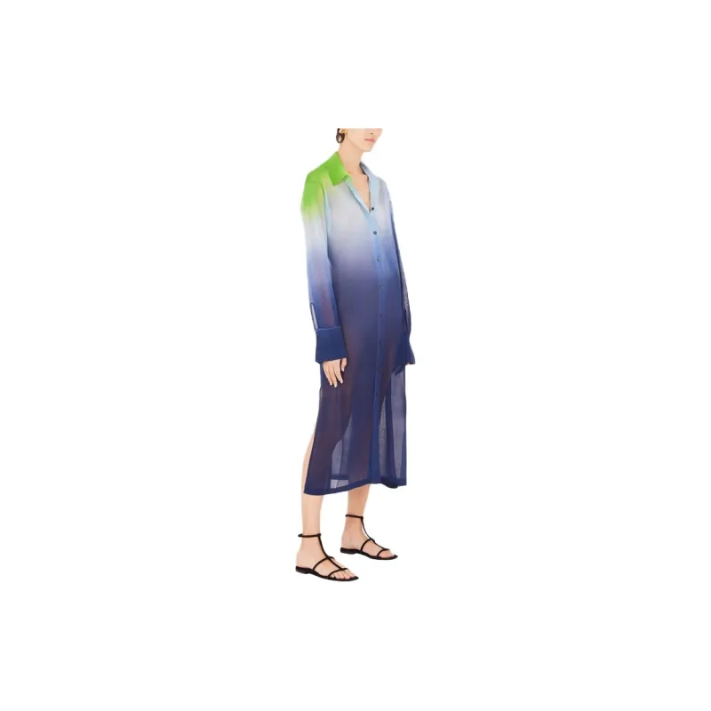 Ferragamo Long-Sleeved Dresses Women's Blue-3