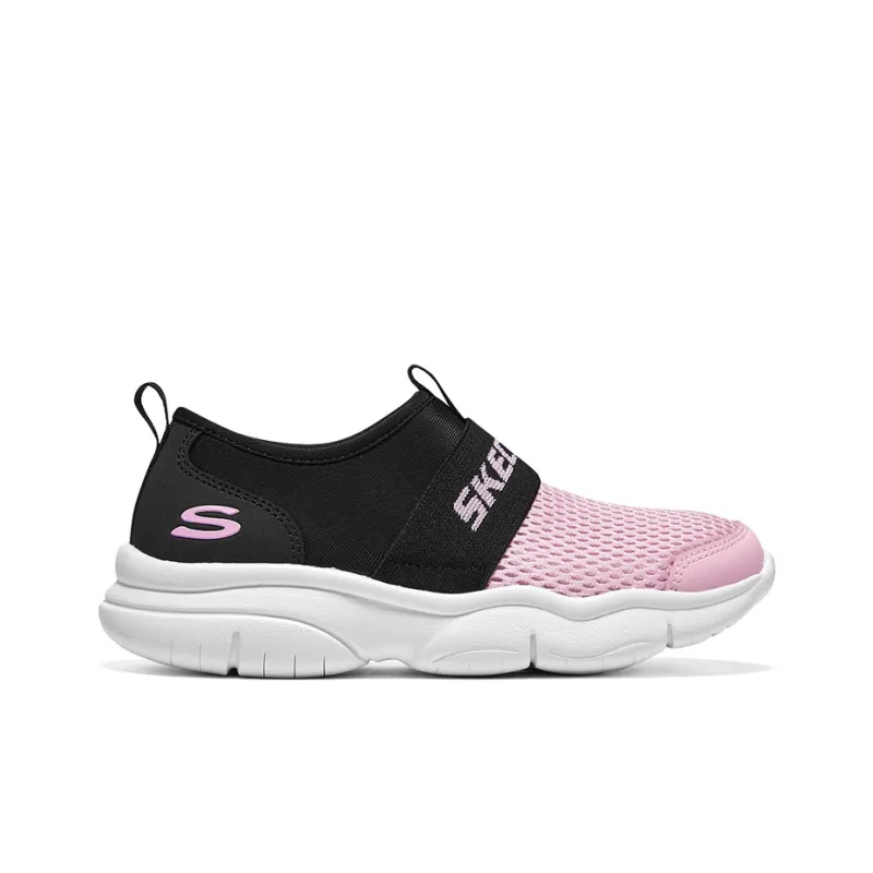 Skechers Girls Anti Slip Wear Resistant Low Top Kids' Running Shoes Pink Black Teenagers-1