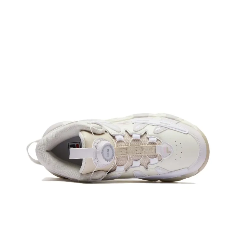 FILA KIDS Horn Slip Resistant Low Top Children's Basketball Shoes White Pink Teenagers-4