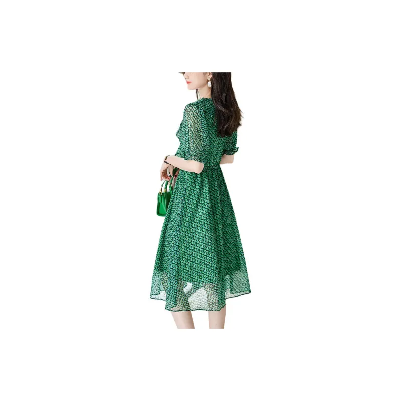 【dme】 Short-Sleeved Dresses Women's Algae Green-3