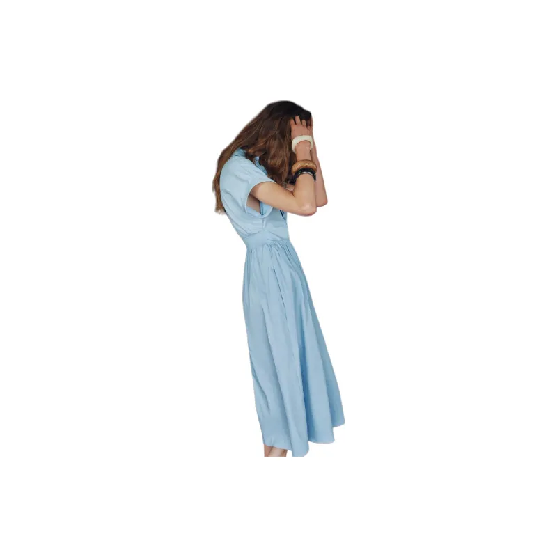 ZARA Short-Sleeved Dresses Women's Light Blue-2