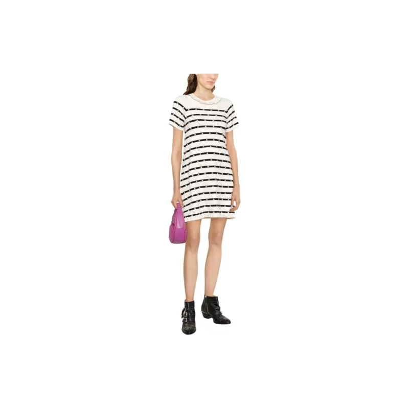 RED VALENTINO Short Sleeved Dress Women's Ivory White-1