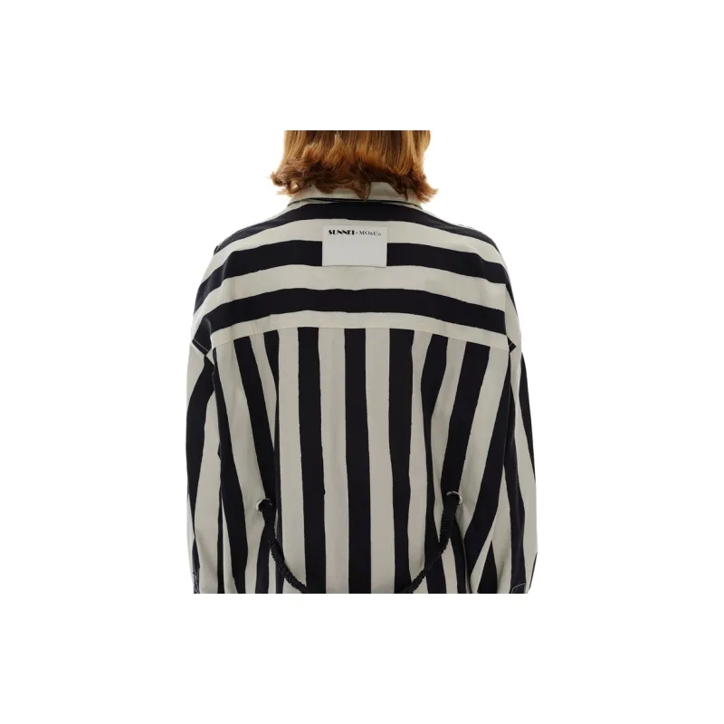 MOCO Long Sleeved Dress Women's Black Apricot Stripes-3