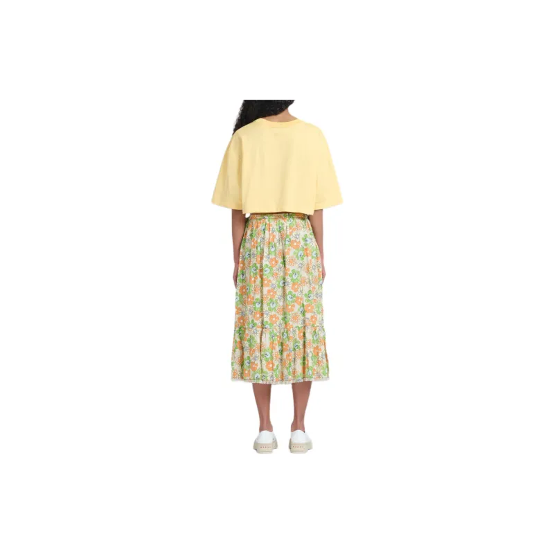 MARNI Floral print Organic Linen Midi Skirt-1