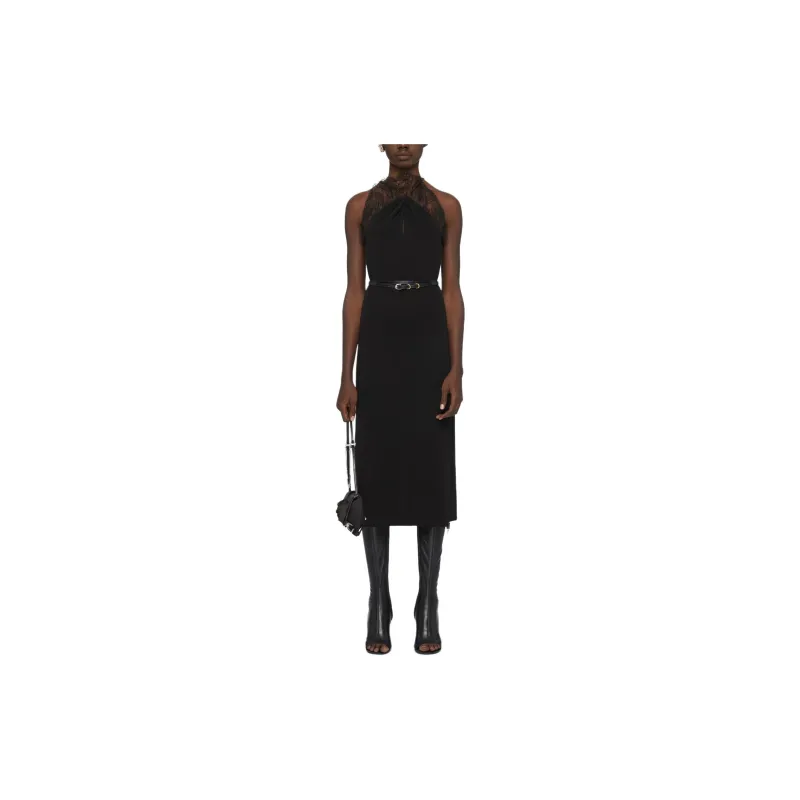 Givenchy Halter Neck Lace Detailed Midi Dress-3