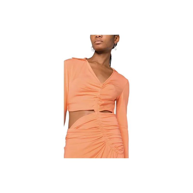 OFF WHITE Ruched Long Sleeved Dress-2