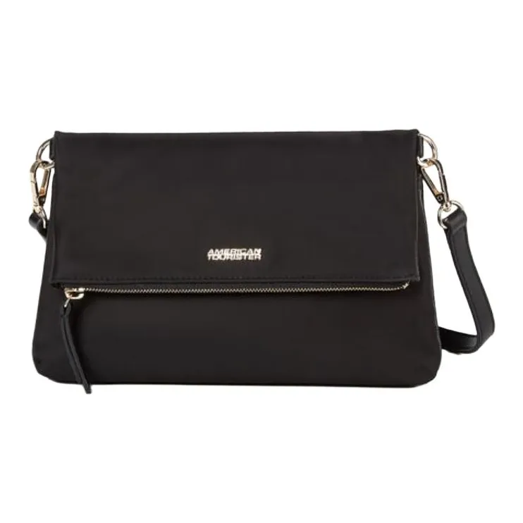 AMERICAN TOURISTER Nylon Shoulder Bag, Crossbody Bag Unisex Black-0