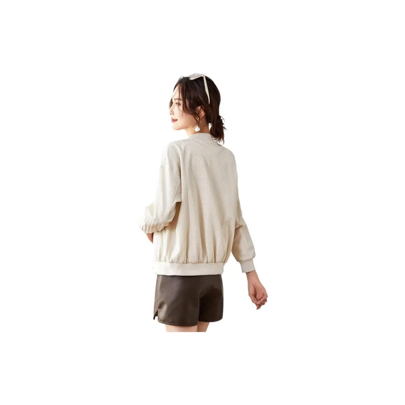 TERRE BLEUE Baseball Jacket Women's Beige-2