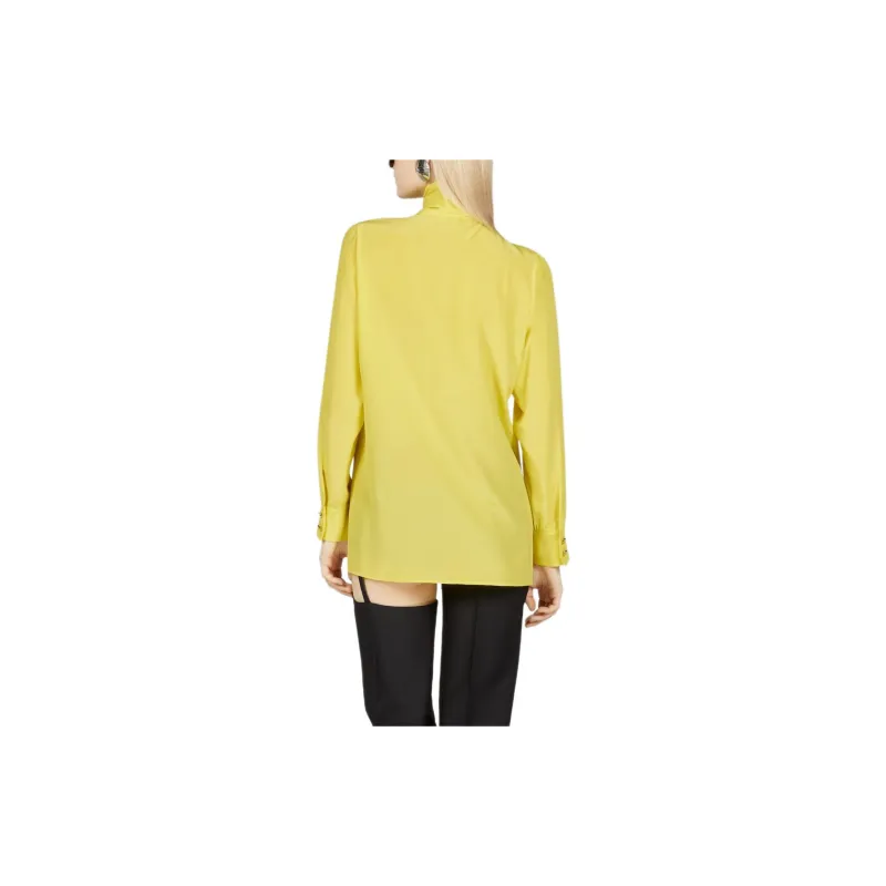 GUCCI Silk Shirt With Self Tie Bow Shirt Women's Yellow-3