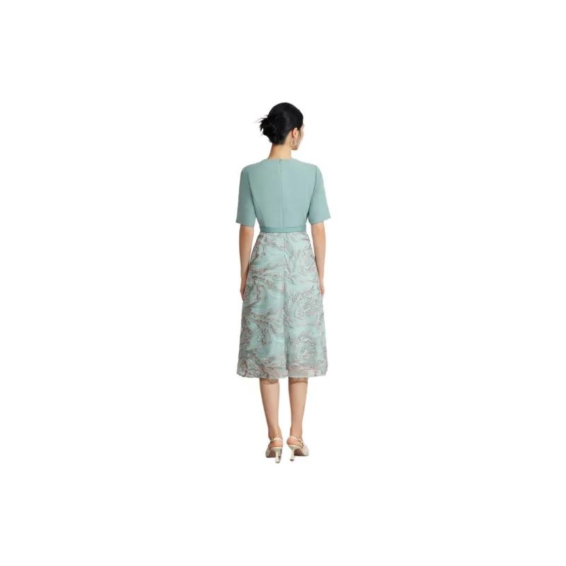 BBLLUUEE Short Sleeved Dress Women's Teal Green-2
