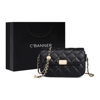 C°BANNER Cow Leather With Synthetic Leather Small Square Bag Shoulder Bag Regular Women's Black