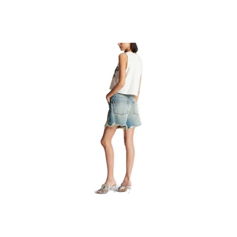 BALMAIN Western print Cropped Tank Top-2
