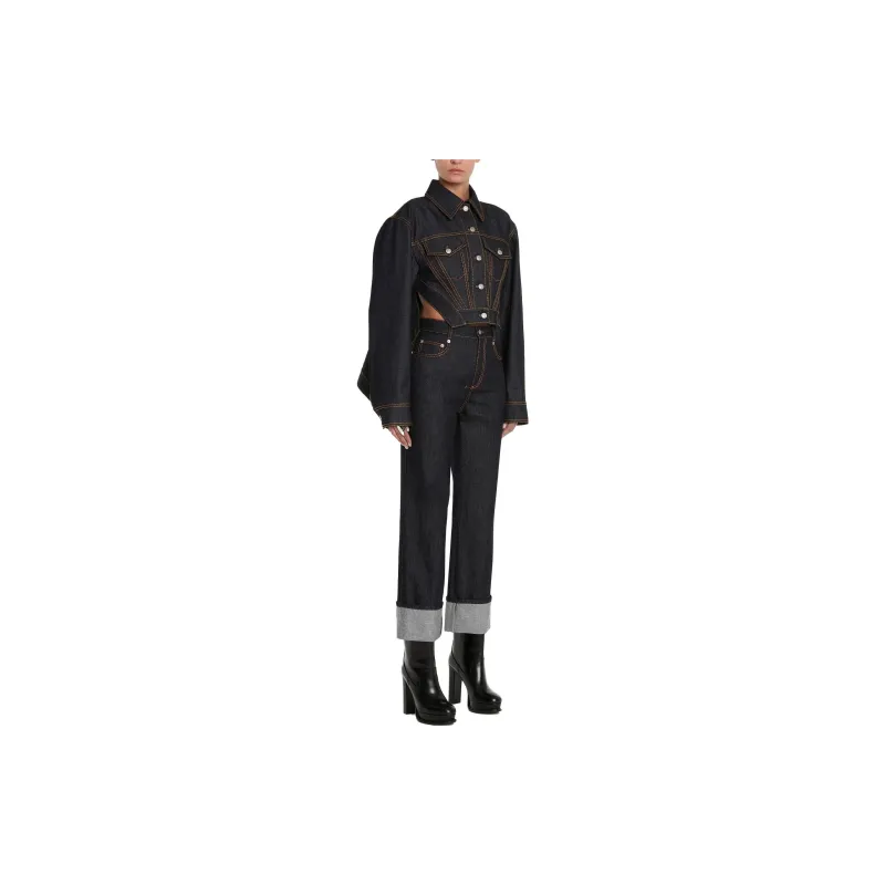 Alexander McQueen Denim Jackets Women's Blue-2
