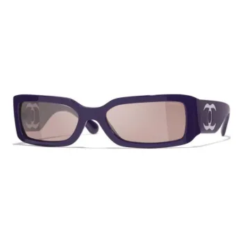 CHANEL Nylon Resin Rectangular Sunglasses Unisex Purple