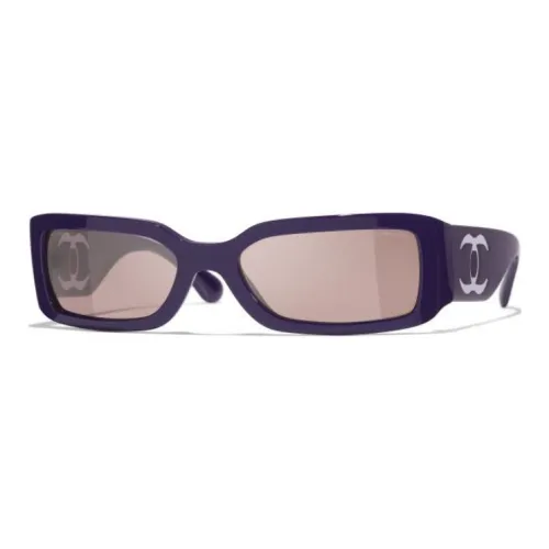 CHANEL Nylon Resin Rectangular Sunglasses Unisex Purple