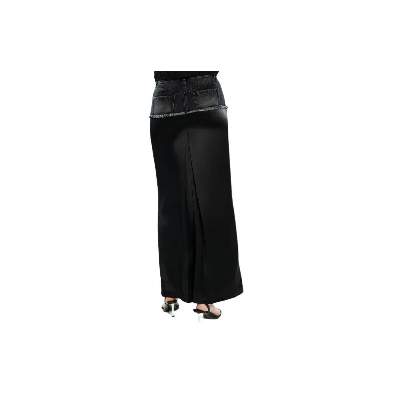 COVERINS Denim Long Skirt Women's Black-3