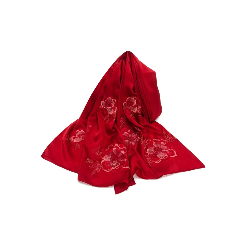 Shanghai Story 100% Mulberry Silk Scarves Women's Silk Elegance Peony, Gift Box Set-4