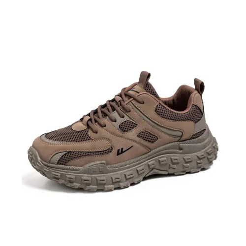 Warrior Height Increasing Wear Resistant Lightweight Breathable Slip Resistant Low Top Chunky Sneakers Men's Brown