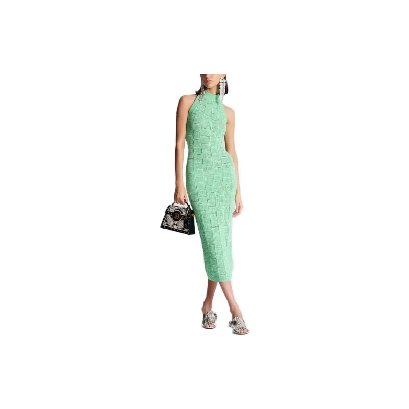 BALMAIN Monogram pattern Knitted Midi Dress-1