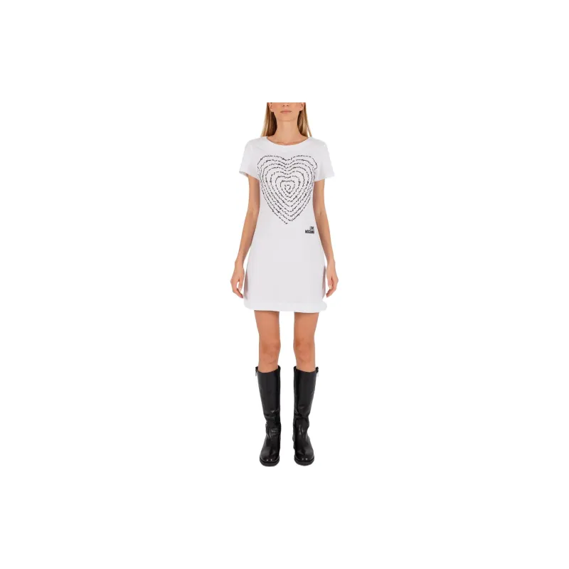 LOVE MOSCHINO Short Sleeved Dresses Women's White-1