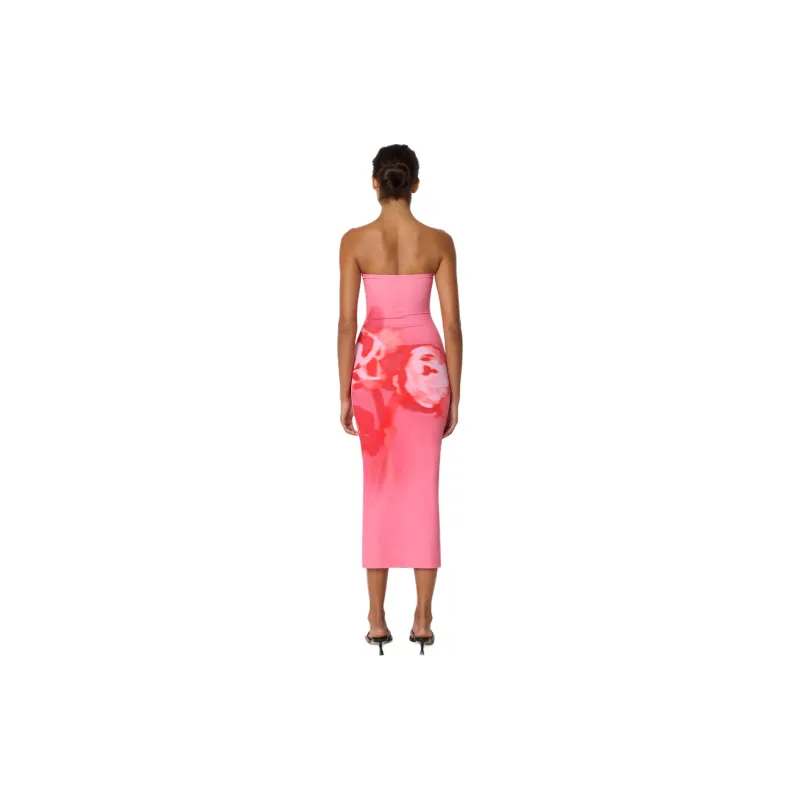 Khy x IOANNES FW24 Smooth Stretch Strapless Midi Dress Sleeveless Dress Women's Pink Peony-2