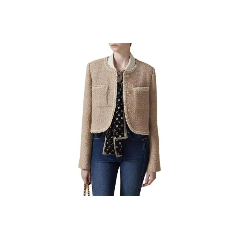 DKNY Cropped Coat Women's Camel-1