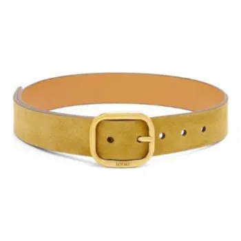LOEWE Suede Leather Belts Women's Rusty Gold Width 3.5CM