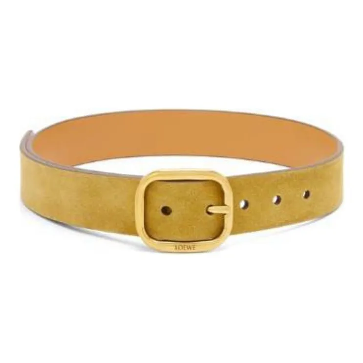 LOEWE Suede Leather Belts Women's Rusty Gold Width 3.5CM-0