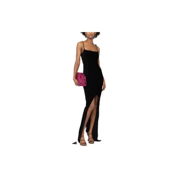 BALMAIN Chain Strap Velvet Maxi Dress