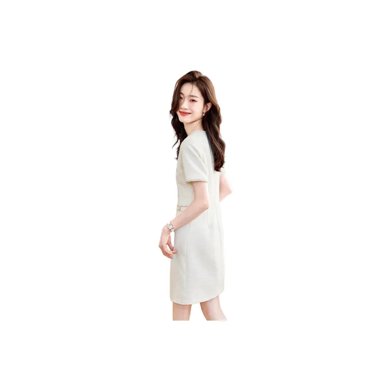 Mo Han Yi Mei Short Sleeved Dress Women's Light Beige-1