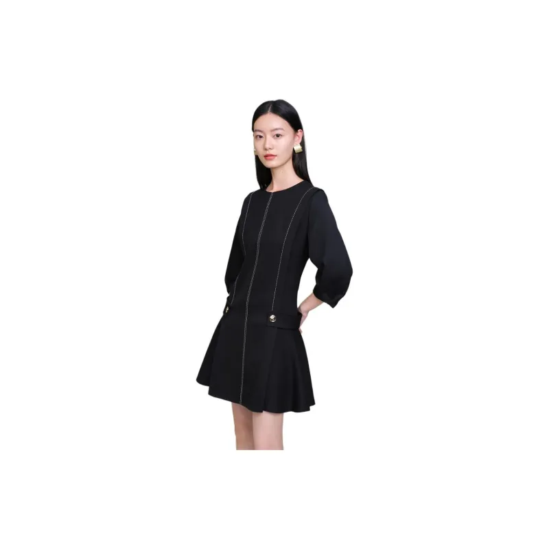 JZ. ANNAKRO Long Sleeved Dress Women's Floral Black-2