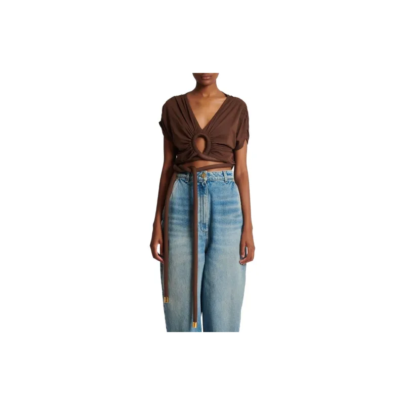 BALMAIN Crop Tops Women's Chocolate-1