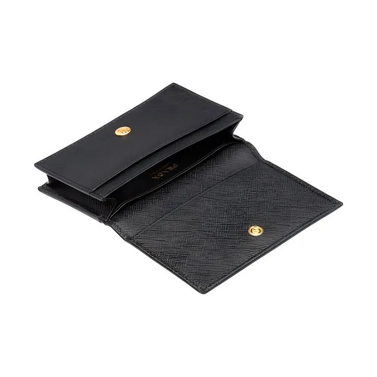 PRADA Saffiano Leather Card Holder Wallet Unisex Black-2