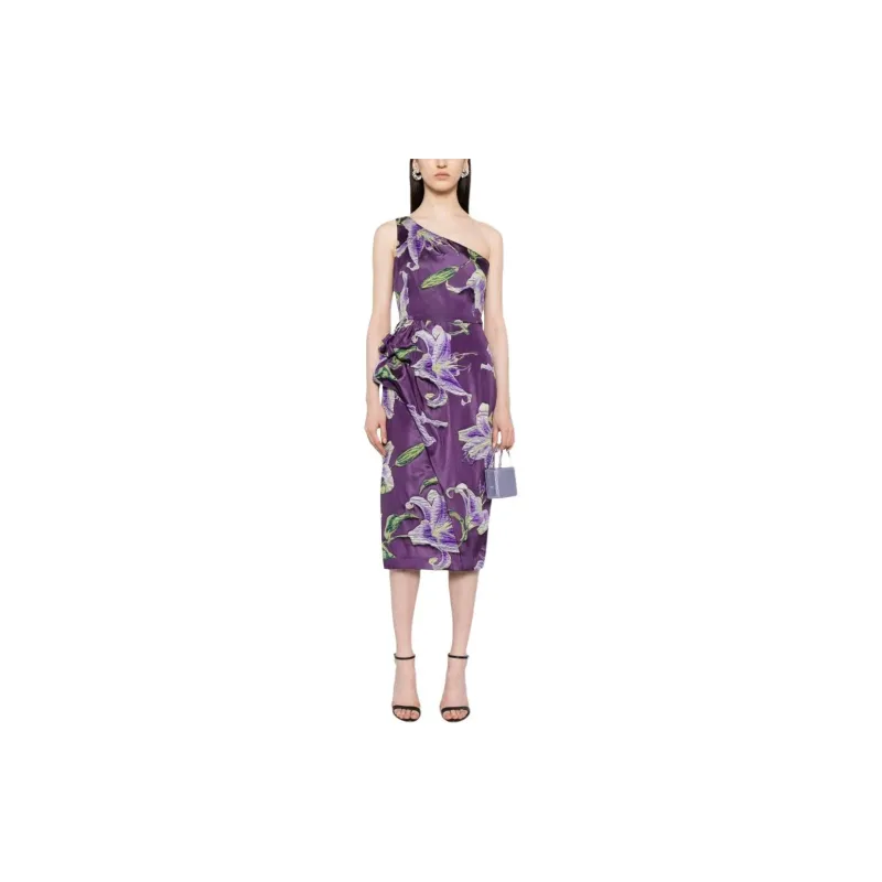 Marchesa Notte Square neck Draped Gown-1