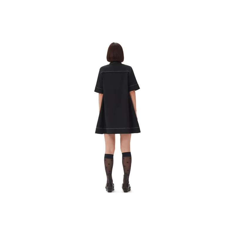 GANNI Short-Sleeved Crepe Mini Dress-2