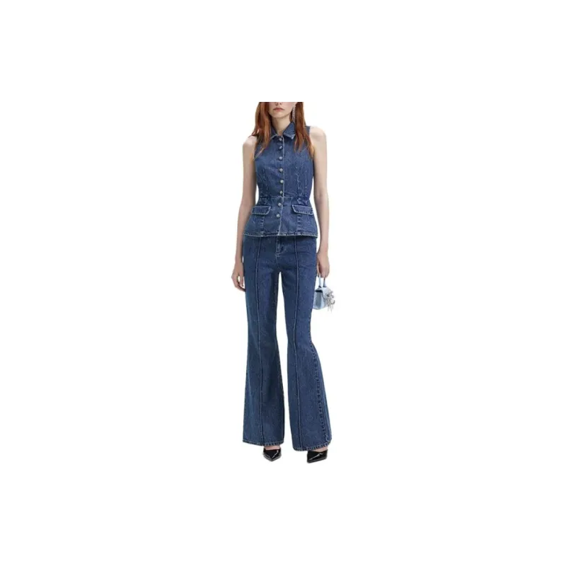 Self portrait Jumpsuit Women's Denim Blue-2